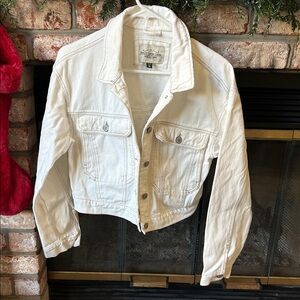Ashley Vintage Charm Cream Denim Cropped Jacket Women’s‎ Size M